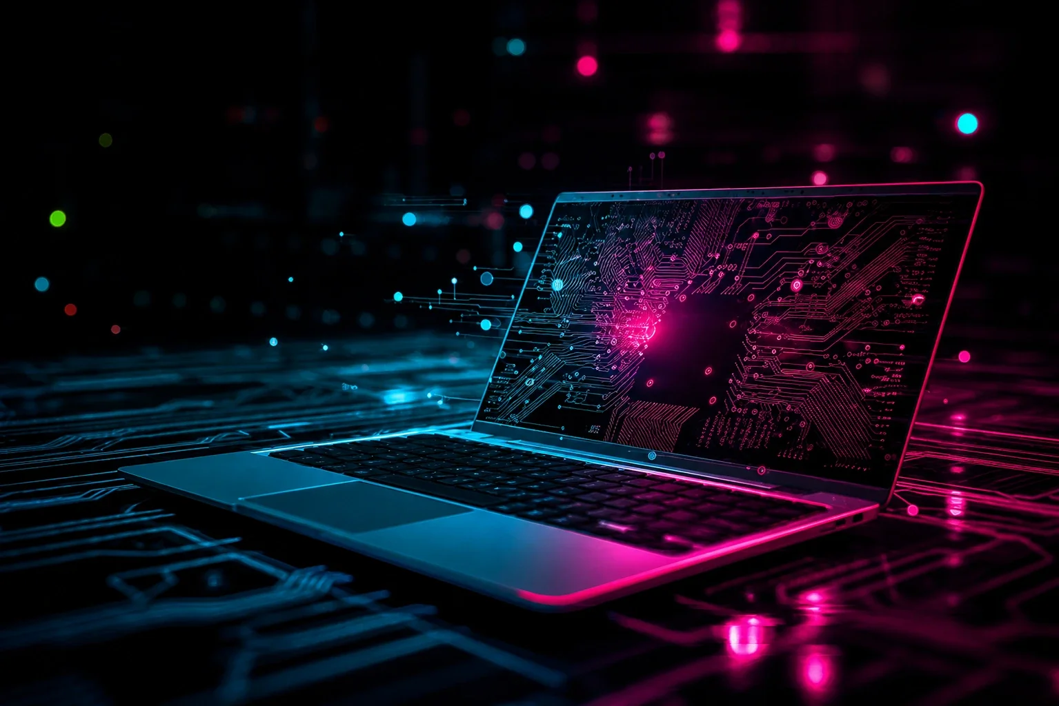 Laptop connected to the cloud