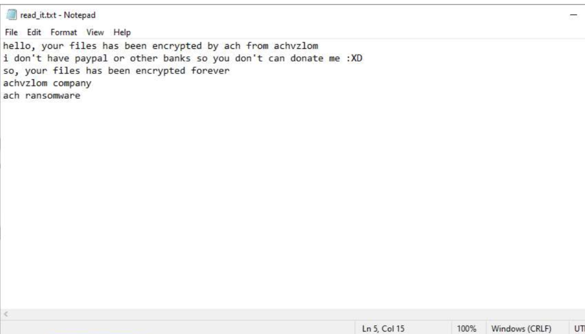  Ransomware note (Source : Huntress).
