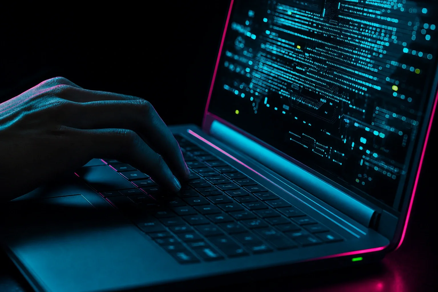 hands on a laptop keyboard