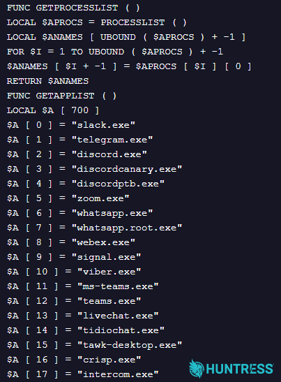 The Use.dll component contains an extensive list of software it is interested in