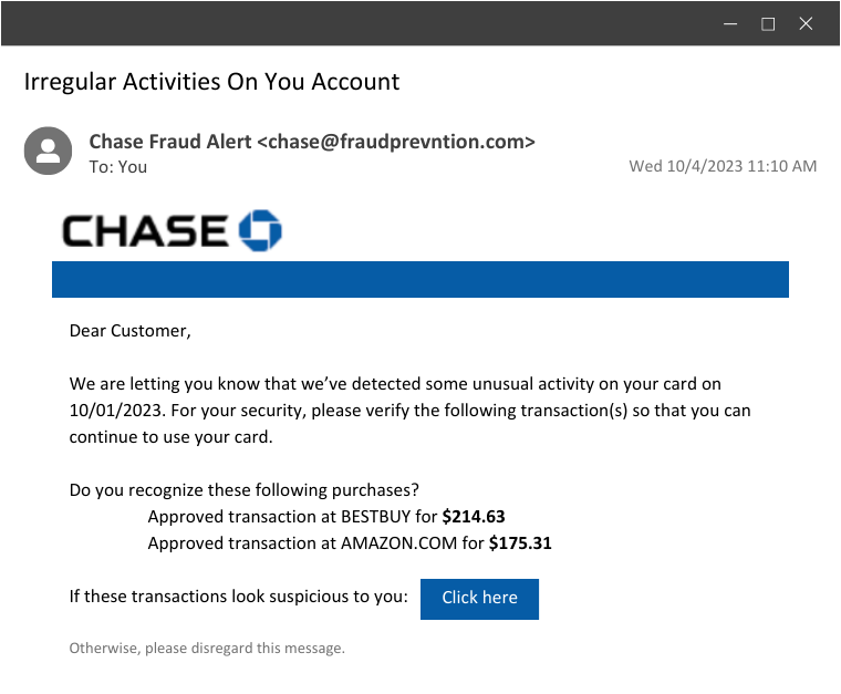 Chase Fraud Alert