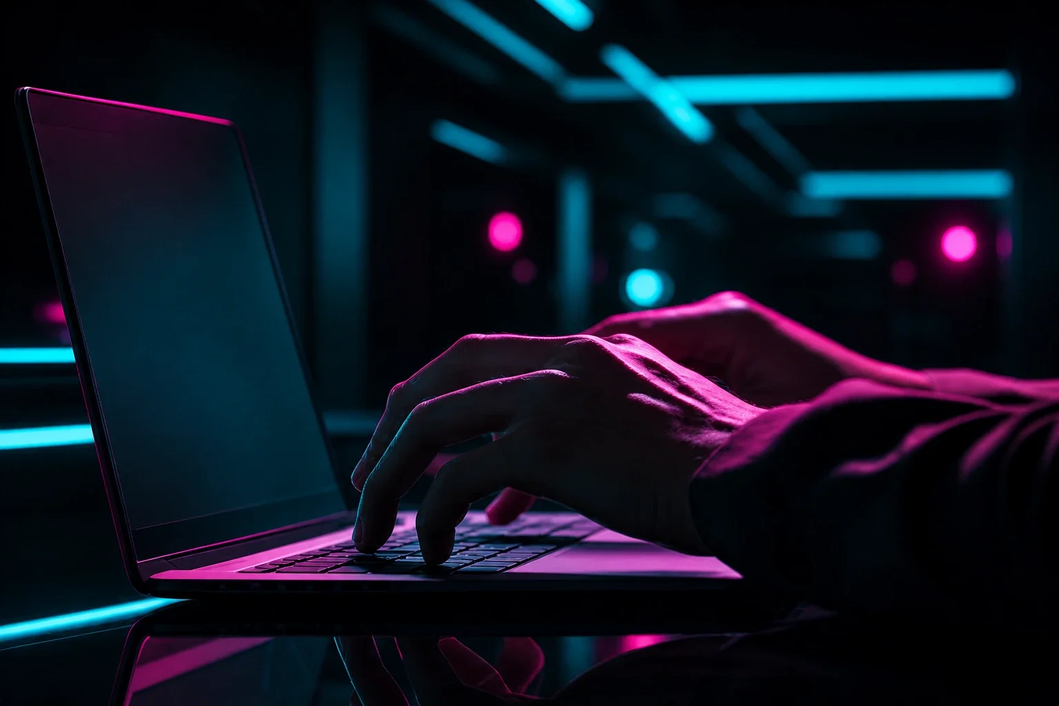 Person typing on a laptop keyboard