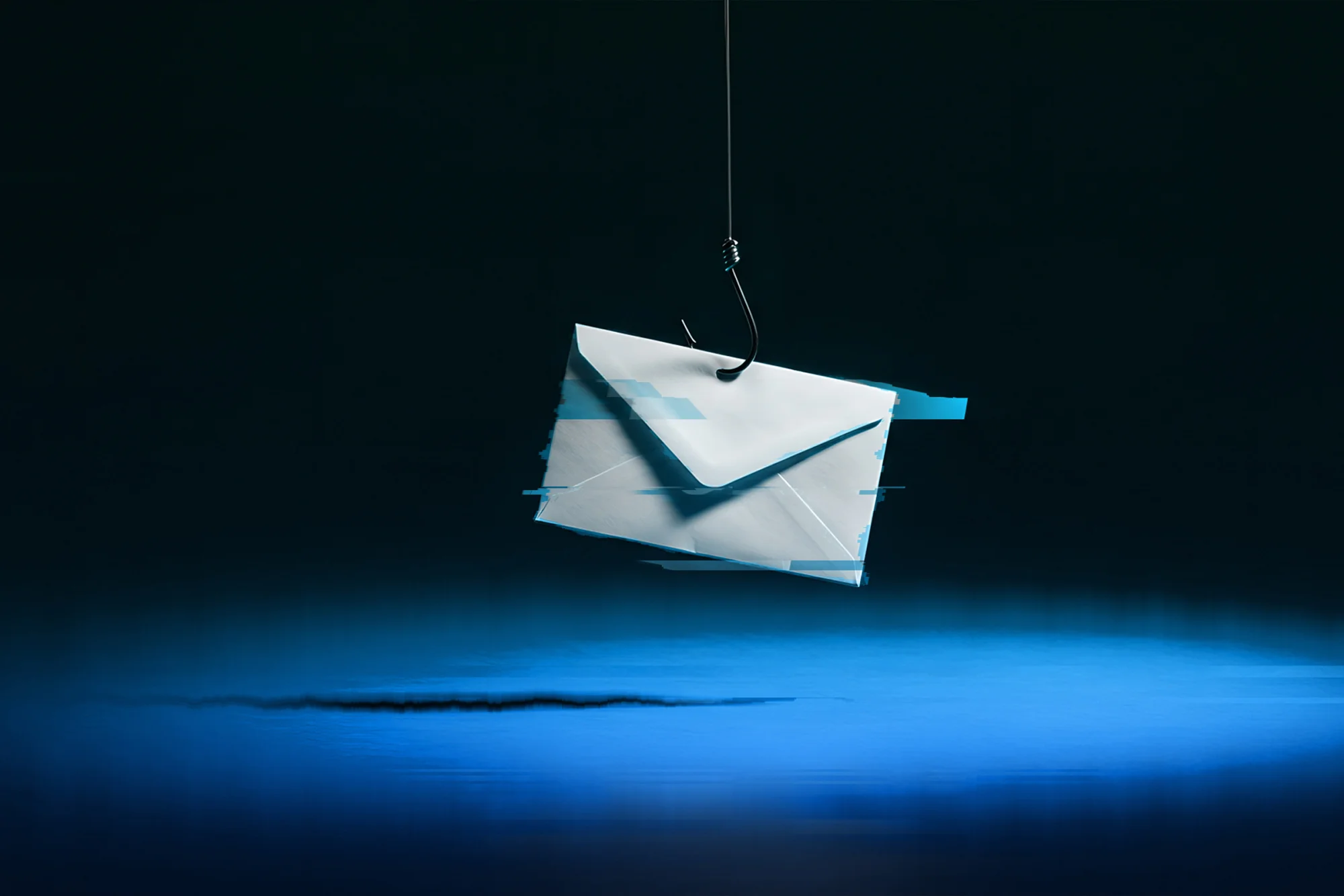 An envelope on a fishing hook and line