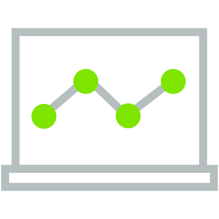 Laptop with a trend line icon