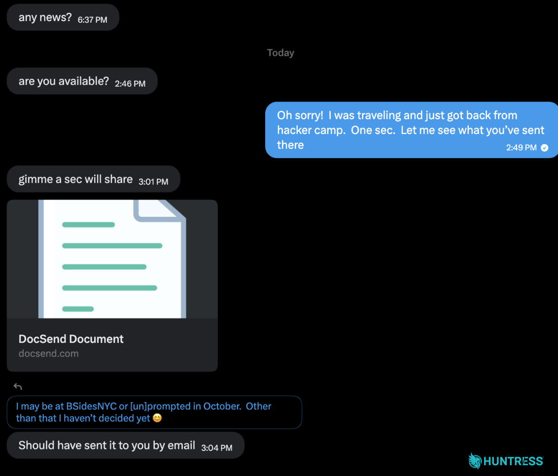 The conversation with the threat actor continues