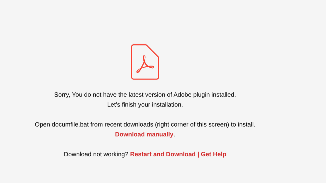 Fake Adobe plugin update error