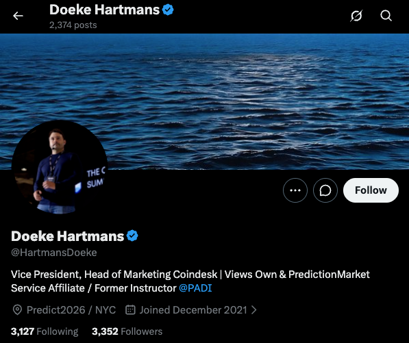 Threat actor's Twitter profile