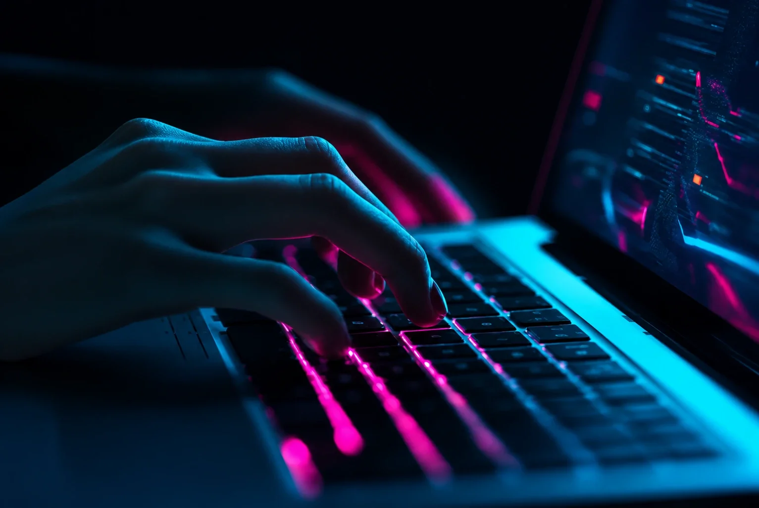Person typing a keyboard