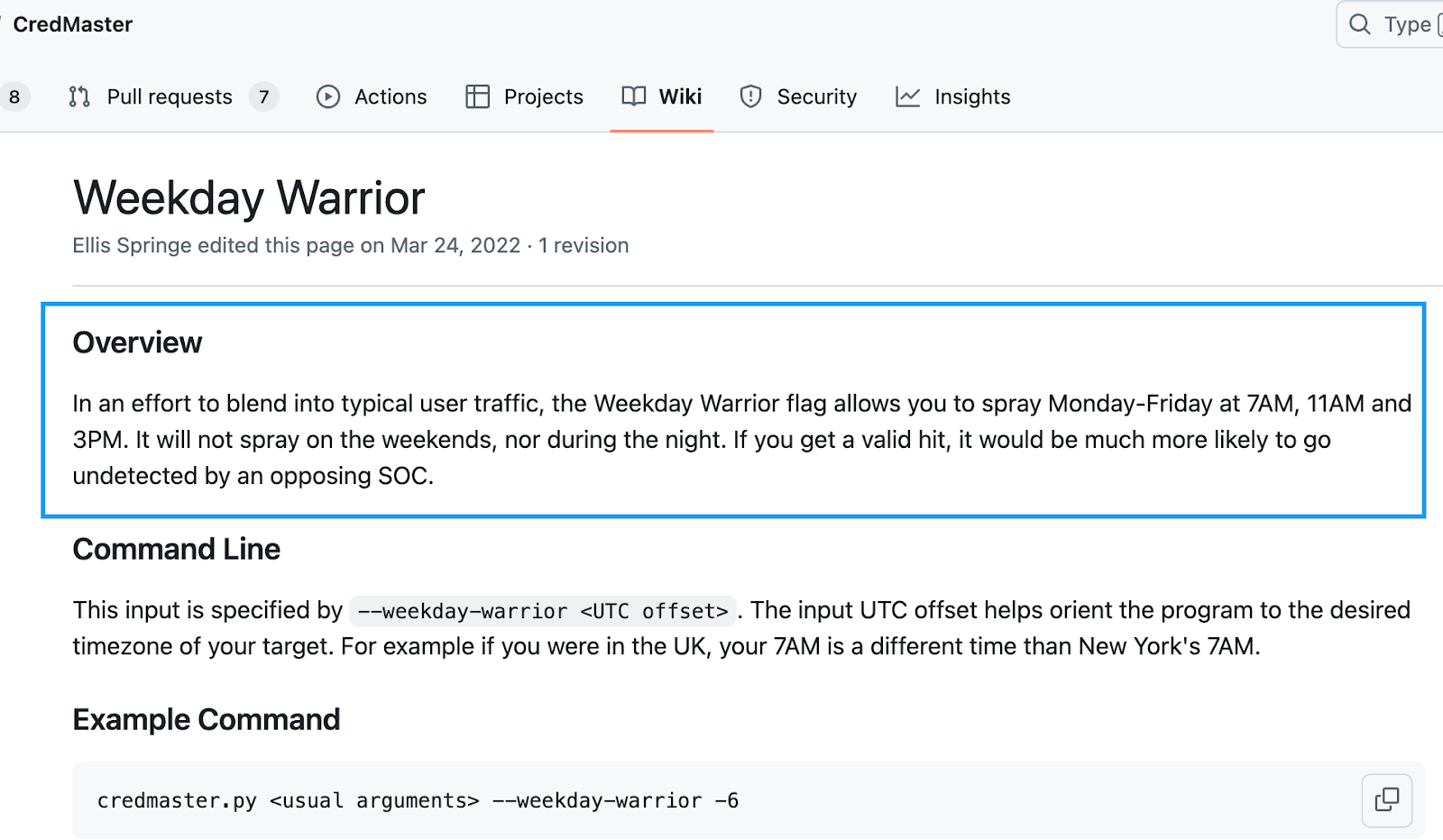 “Weekday Warrior” feature of CredMaster 