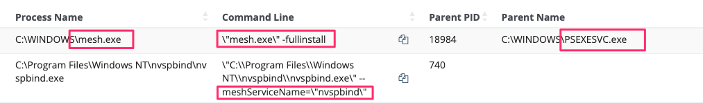 MeshAgent installed as renamed binary
