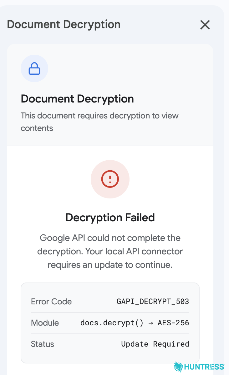 Fake, failed decryption event