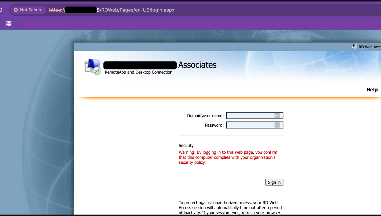 RDP Web accessible from public internet