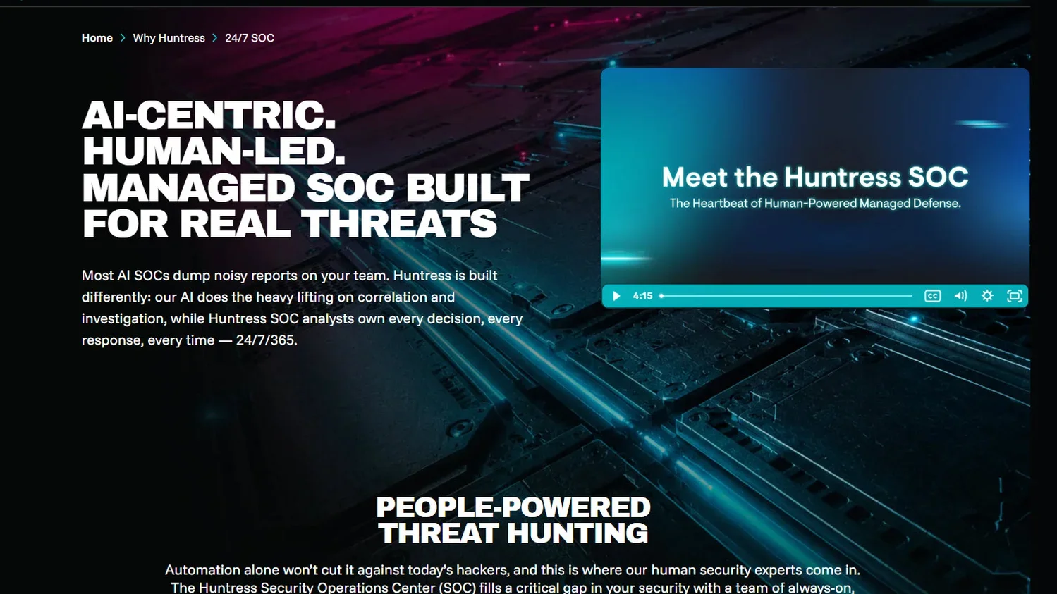 Huntress SOC page