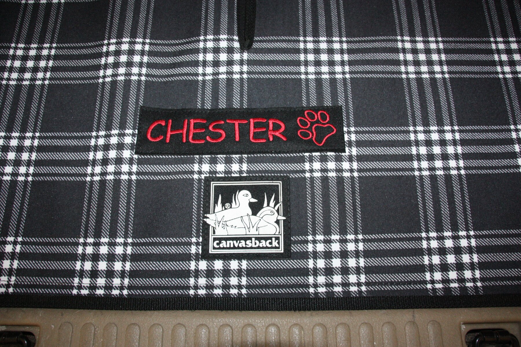 Monogrammed Canvasback cargo liner for pet owner