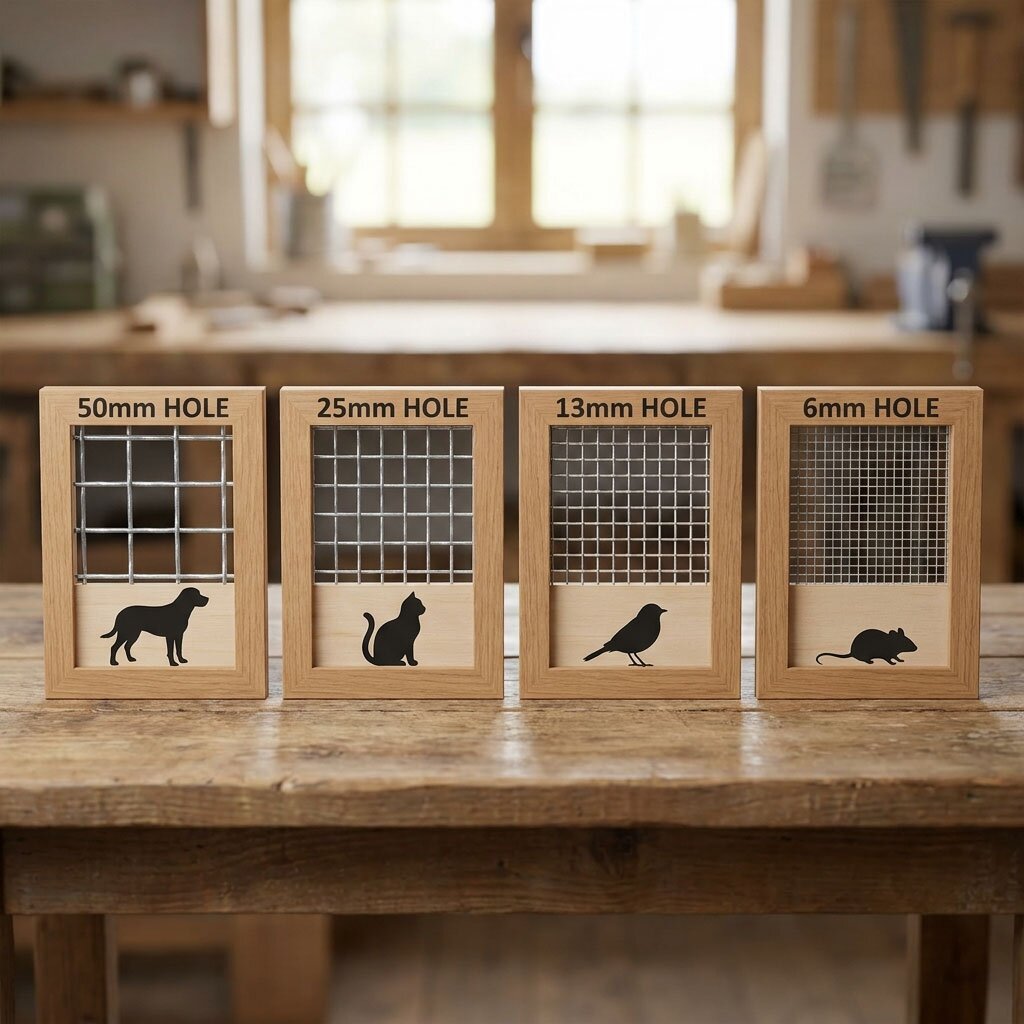 Samples of different wire mesh showing uses