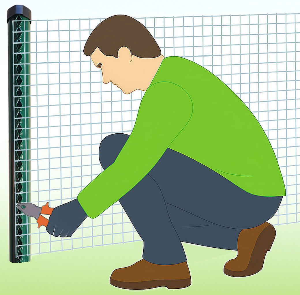 Image showing fixing wire mesh to post spine