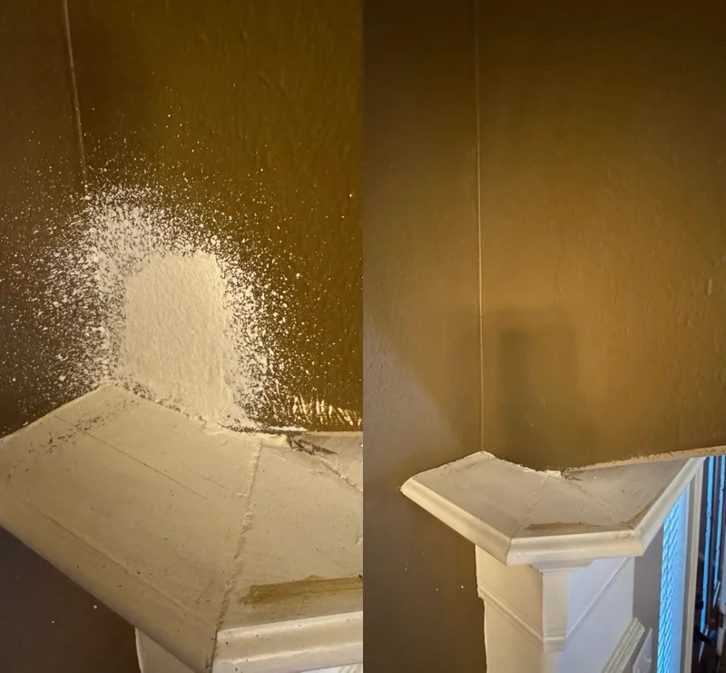 Repaired and refinished interior ledge