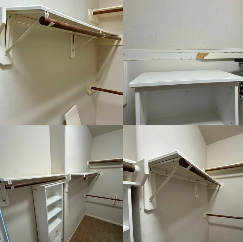 Closet shelving and hanging rods installed