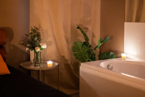 Interior of Erotic Massage center, intimate and elegant atmosphere