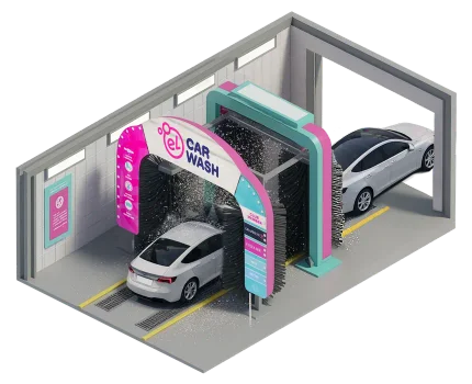 two cars washing