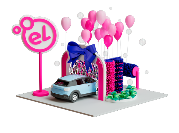 Gift-wrapped El Car Wash tunnel