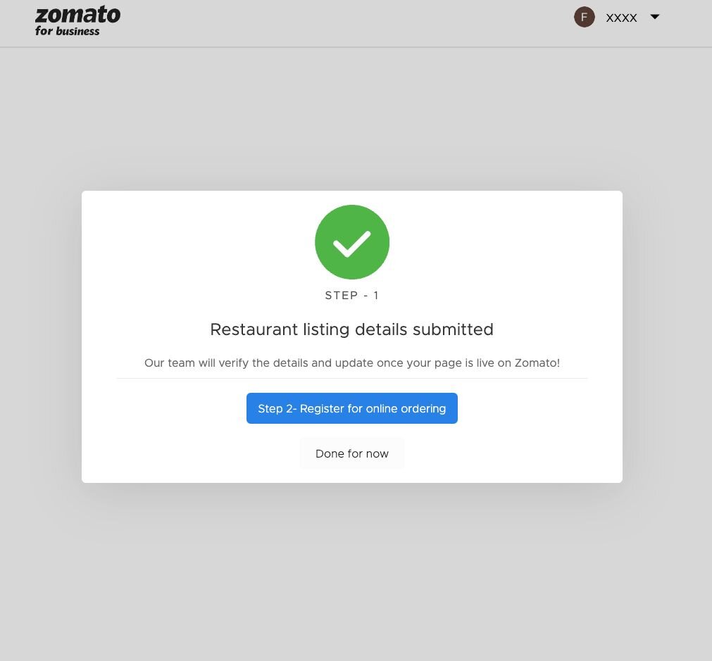 Register on Zomato upload Images - Step 2