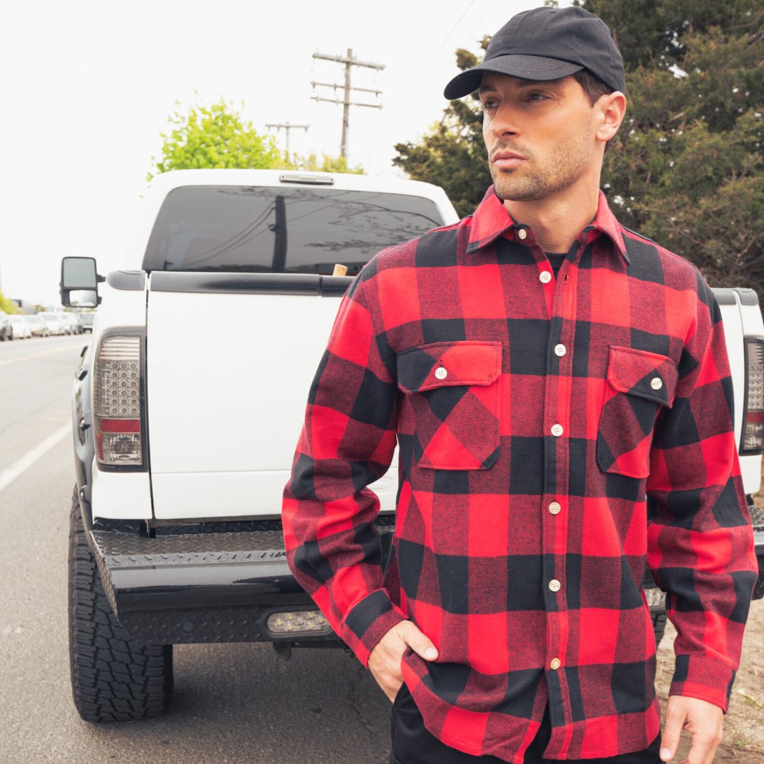 Red Flannel Shirt in Truck