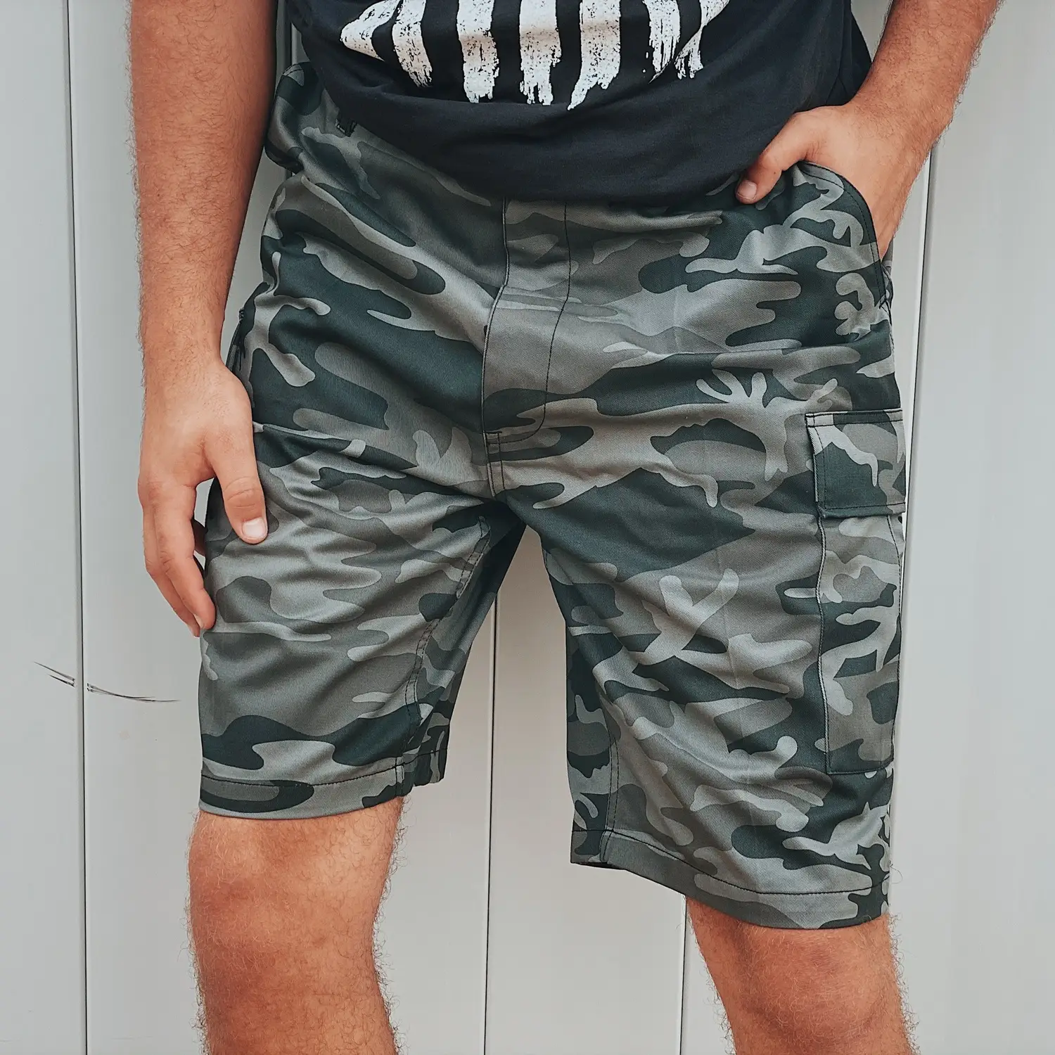 Black Camo Cargo Shorts