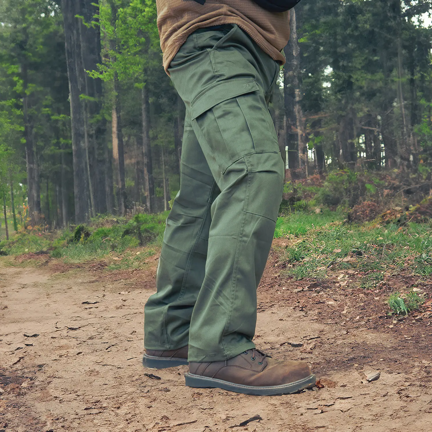 Green OD Active Flex Flexible Soft Shell Outdoor Hiking Cargo Pants