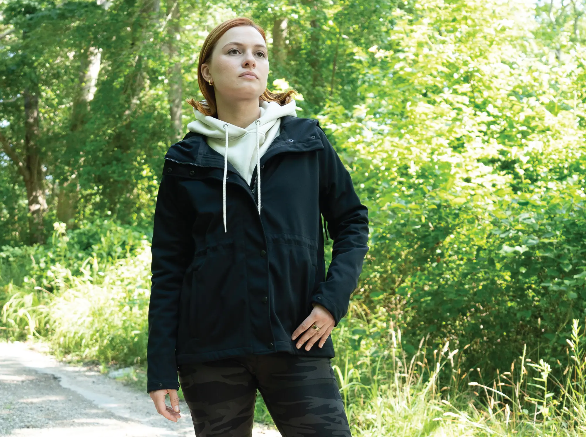 Womens Shadow Ops Waterproof Black Rain Jacket Raincoat