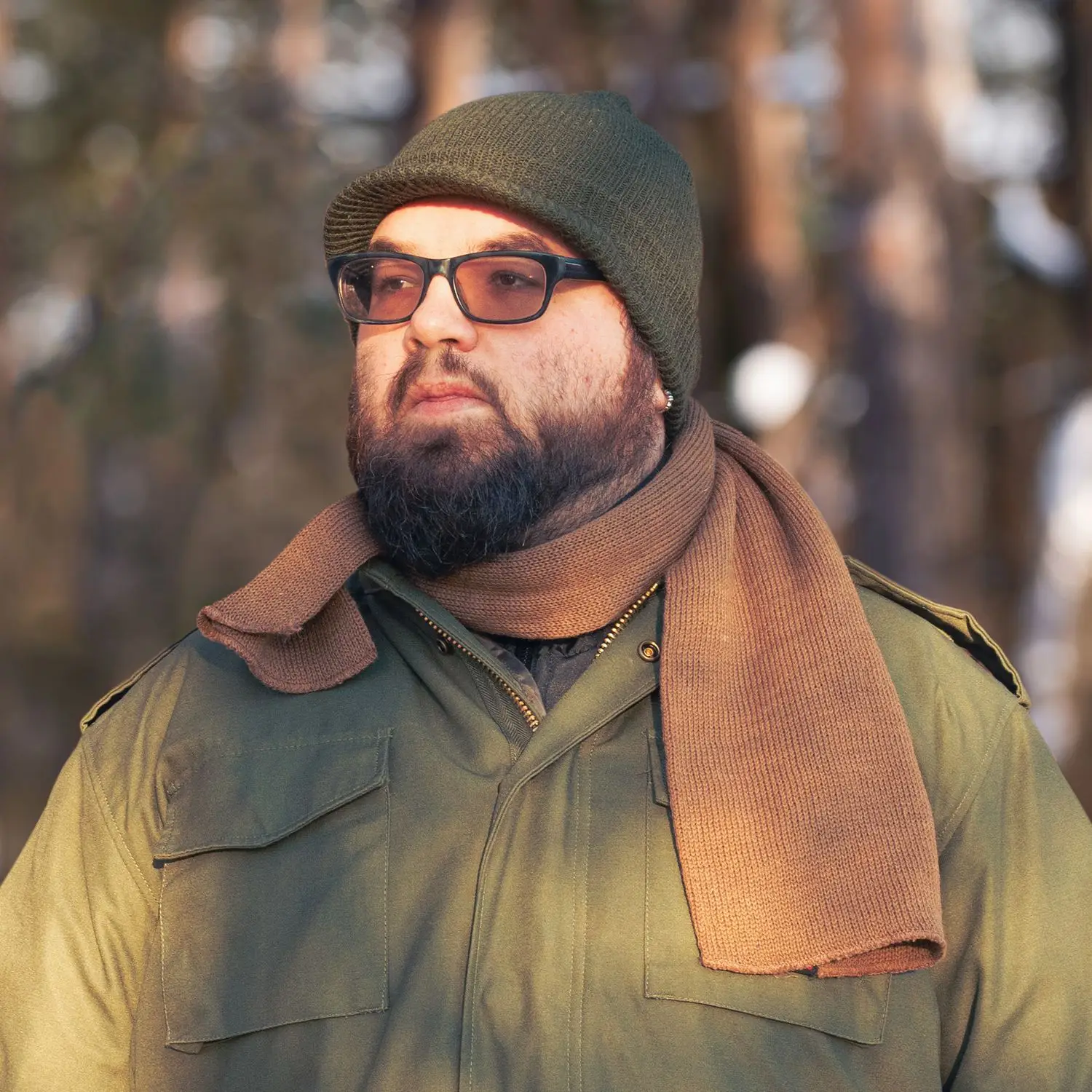 Green Olive Drab OD Watch Cap With Brim