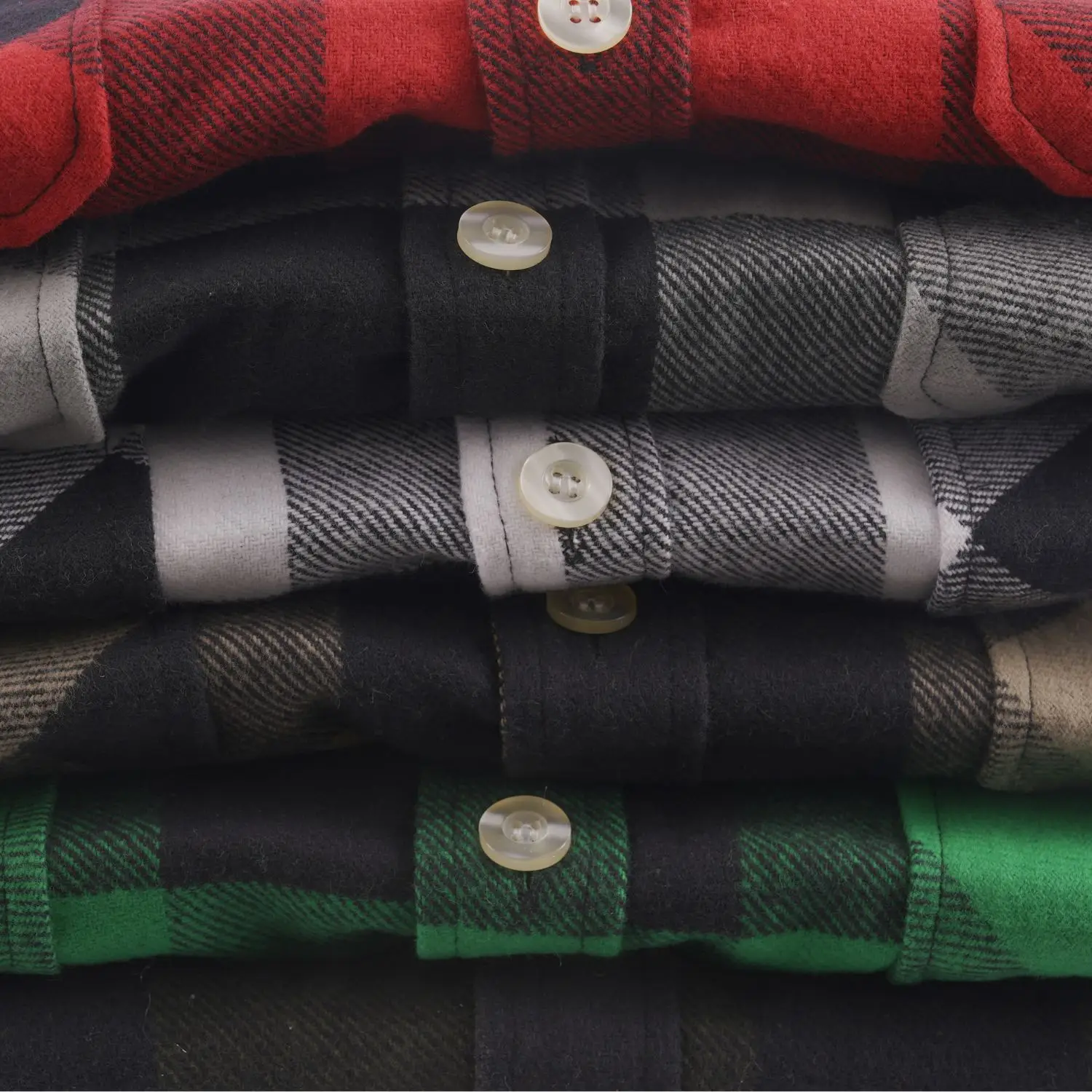 flannel shirts stacked