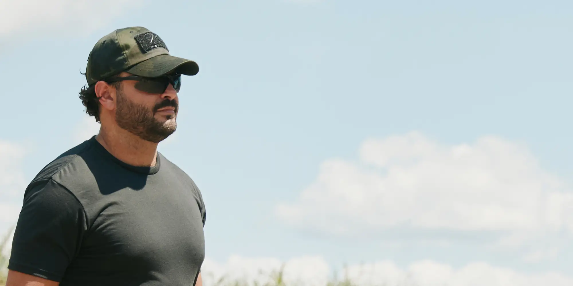 Man Wearing Shooting Glasses 