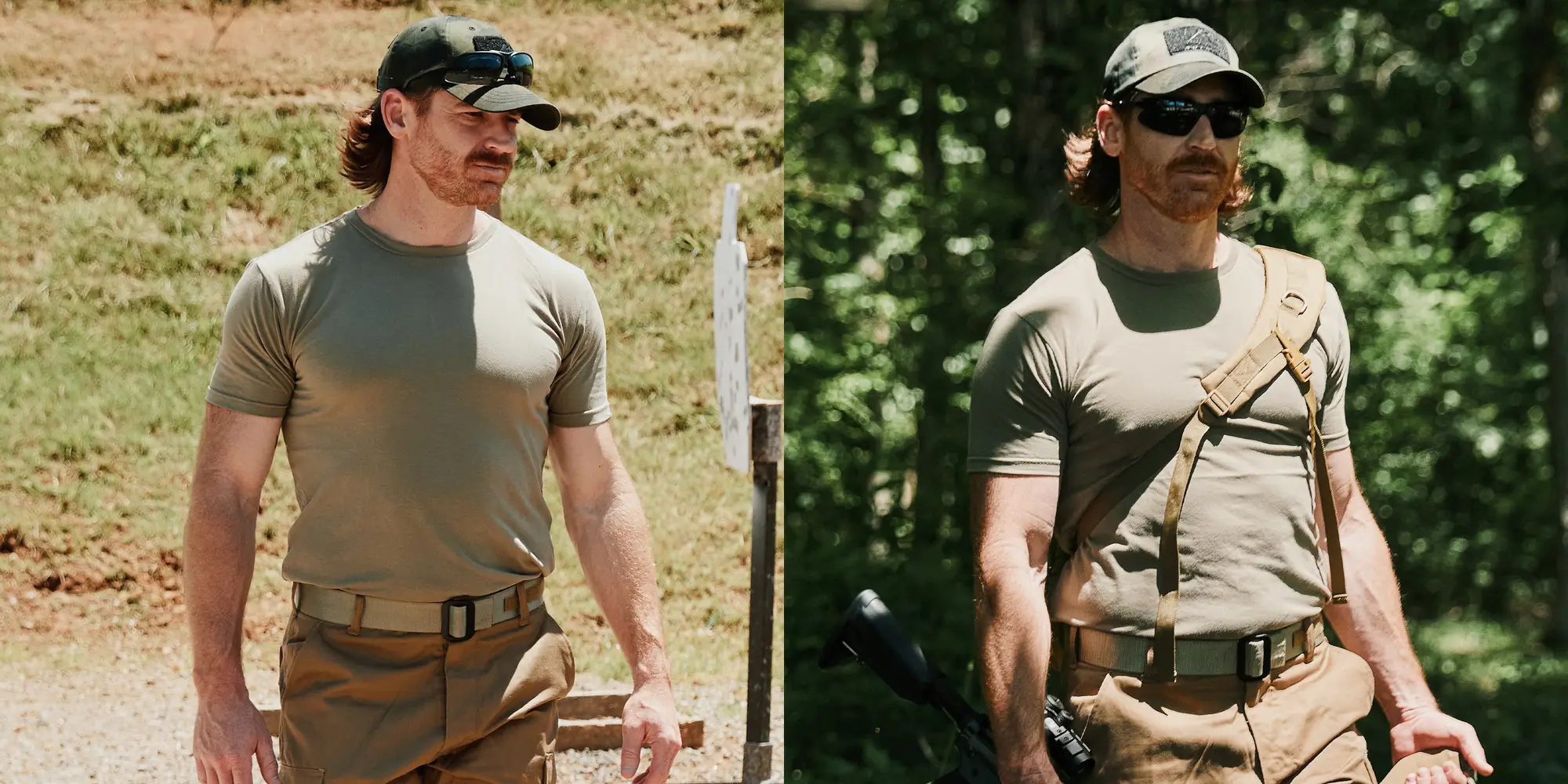 Tactical Outdoor Operator Outfits with Caps Base Layer Shirts and BDU Cargo Pants