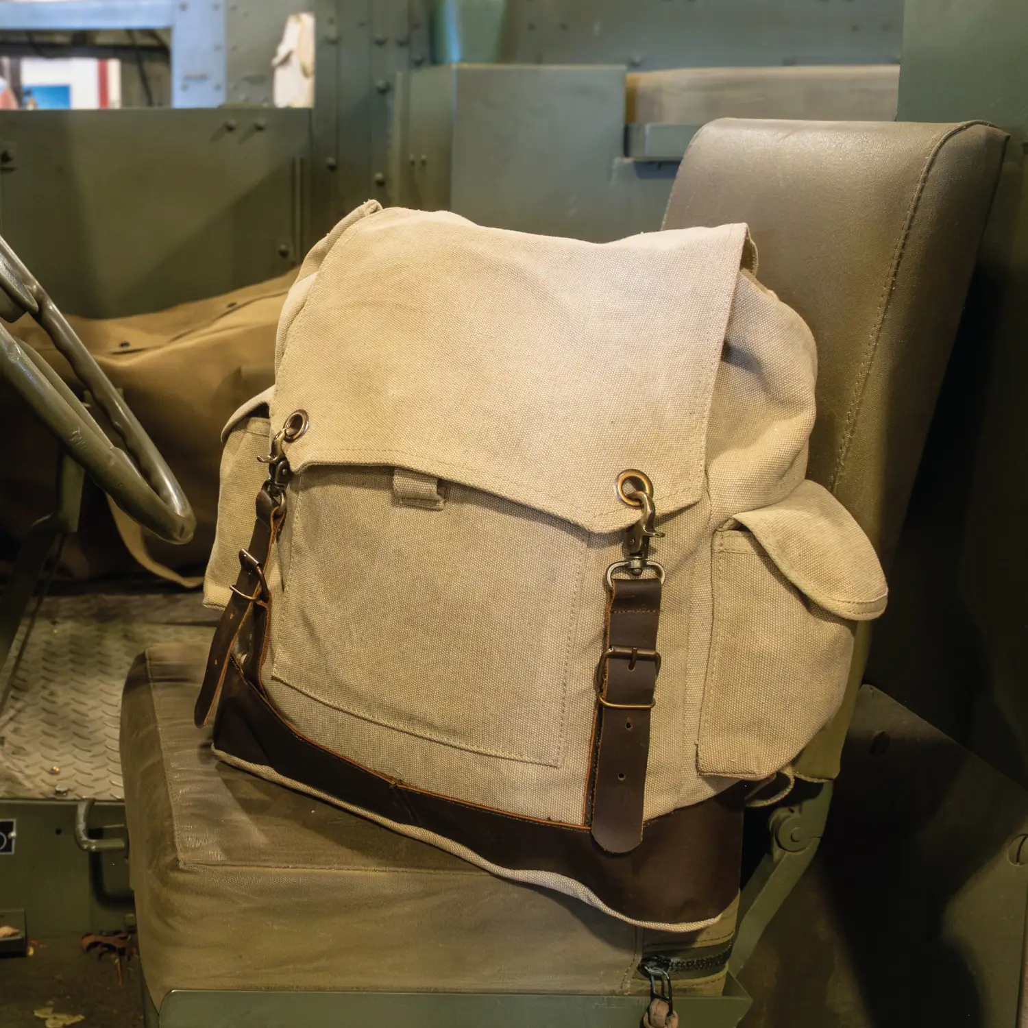 Canvas Bag In Military Truck