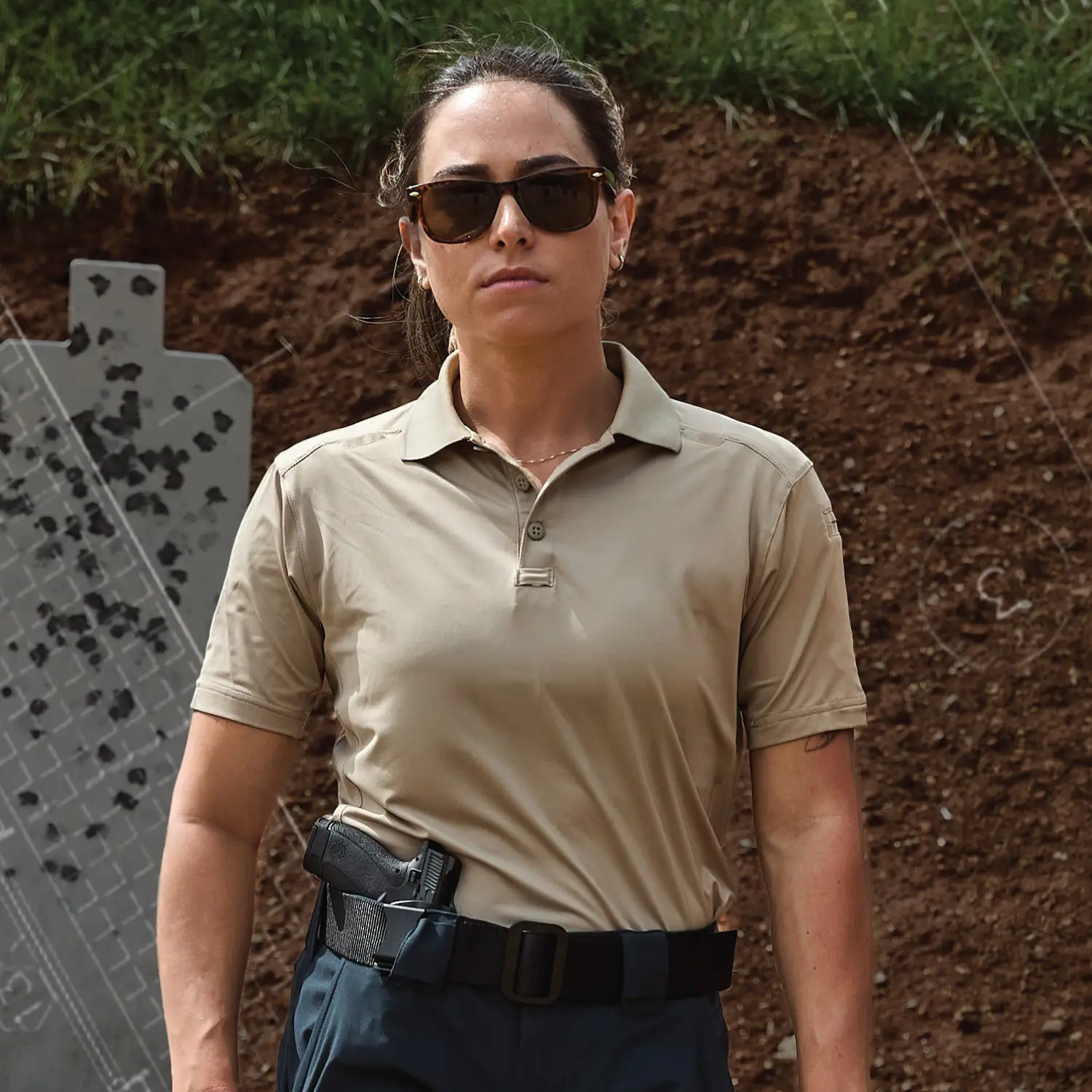 Womens Tan Polo