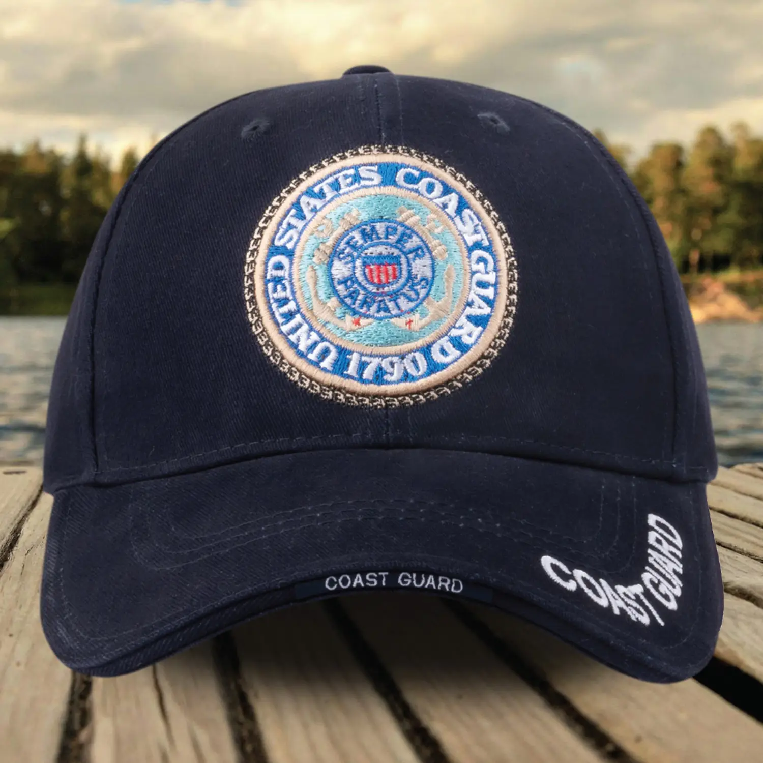 Coast Guard Hat in an outdoor setting 