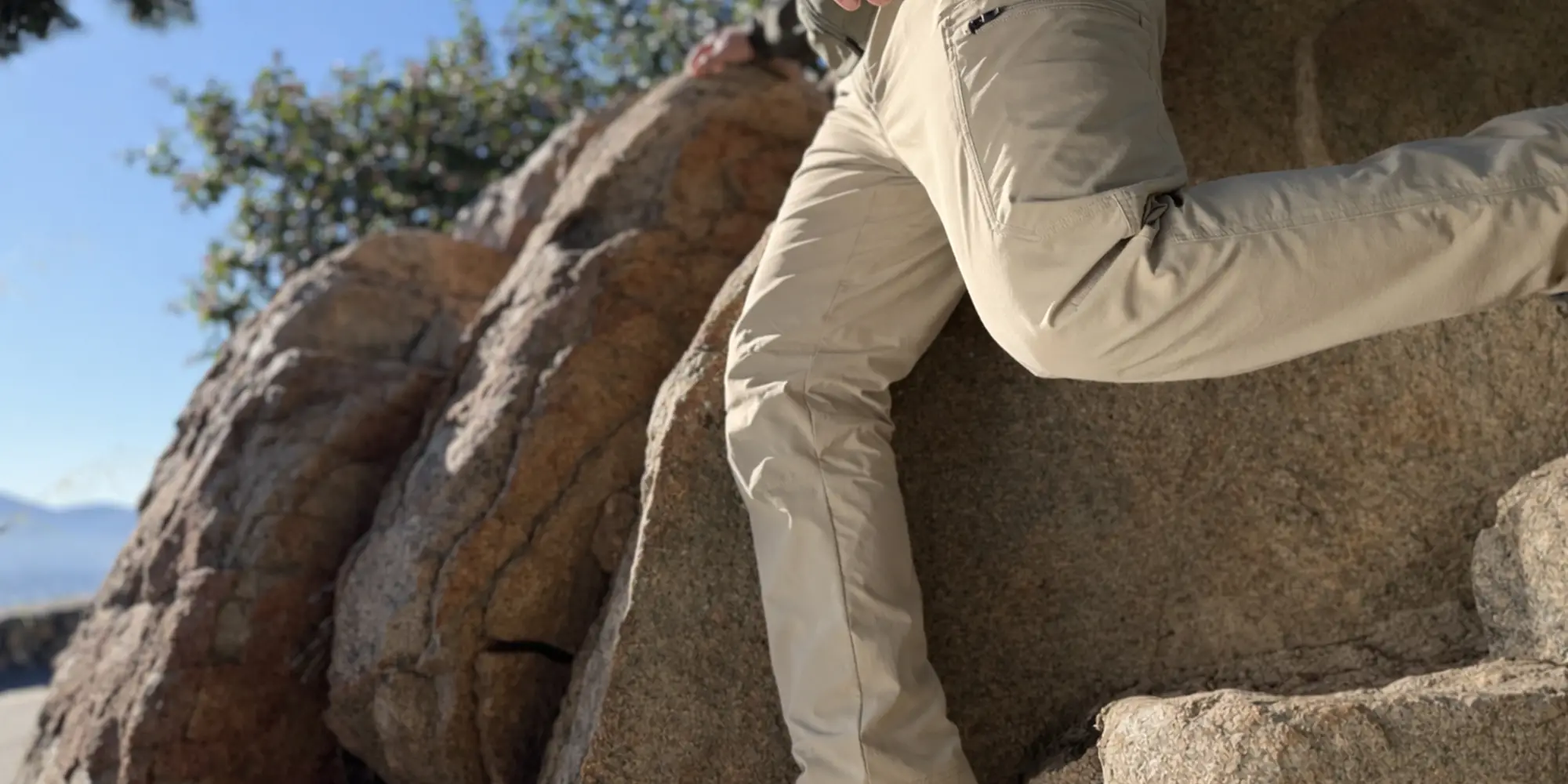 Rothco Khaki Edge Pants on mountain