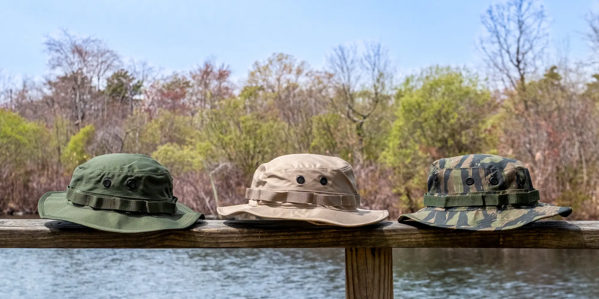 Boonie Hats sitting on dock