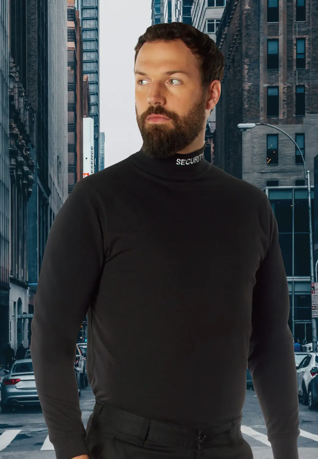 Black Security Uniform Mock Turtleneck