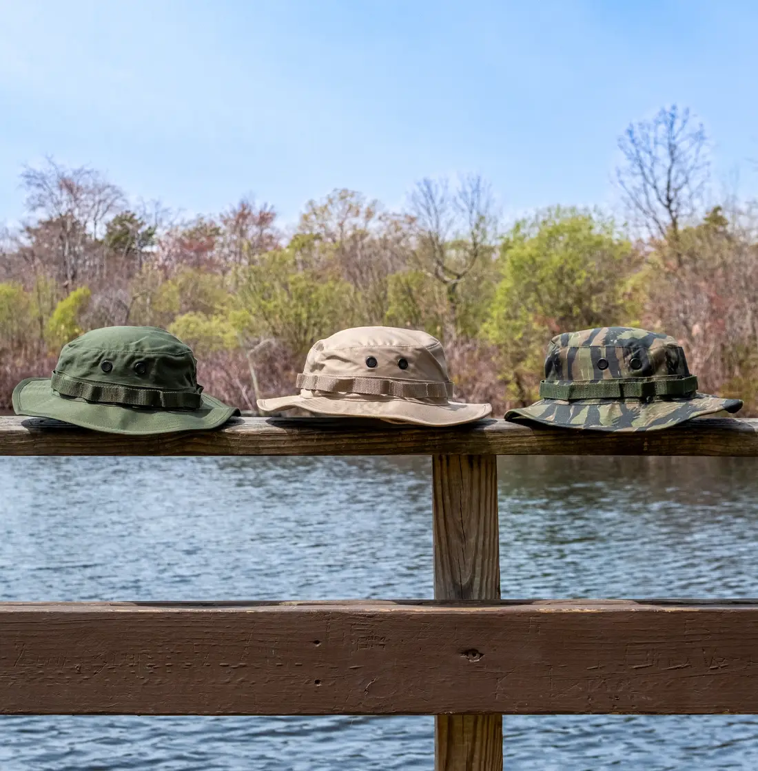 Boonie Hats sitting on dock