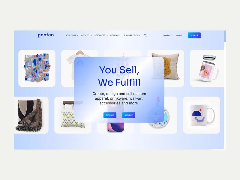A screenshot of the Gooten landing page.