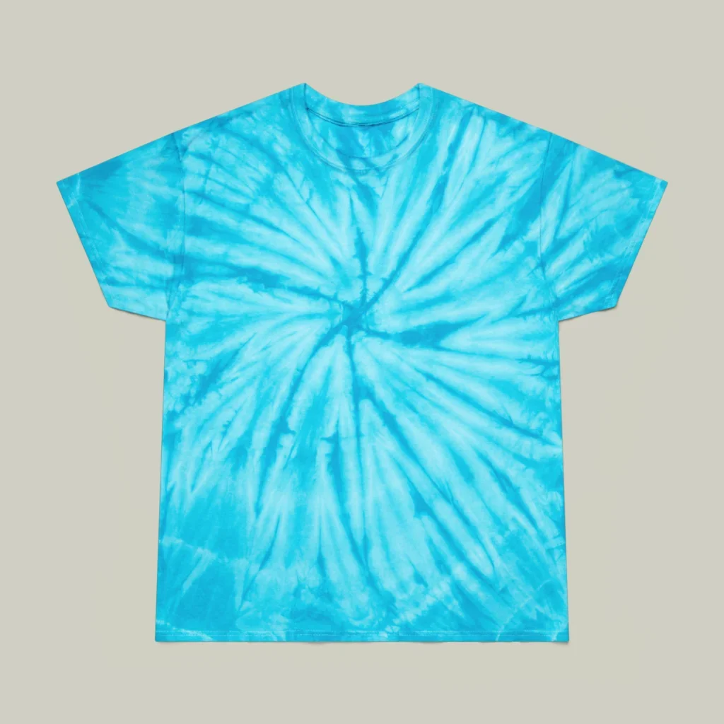 Light blue and blue tie-dye t-shirt.