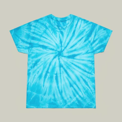 Light blue and blue tie-dye t-shirt.