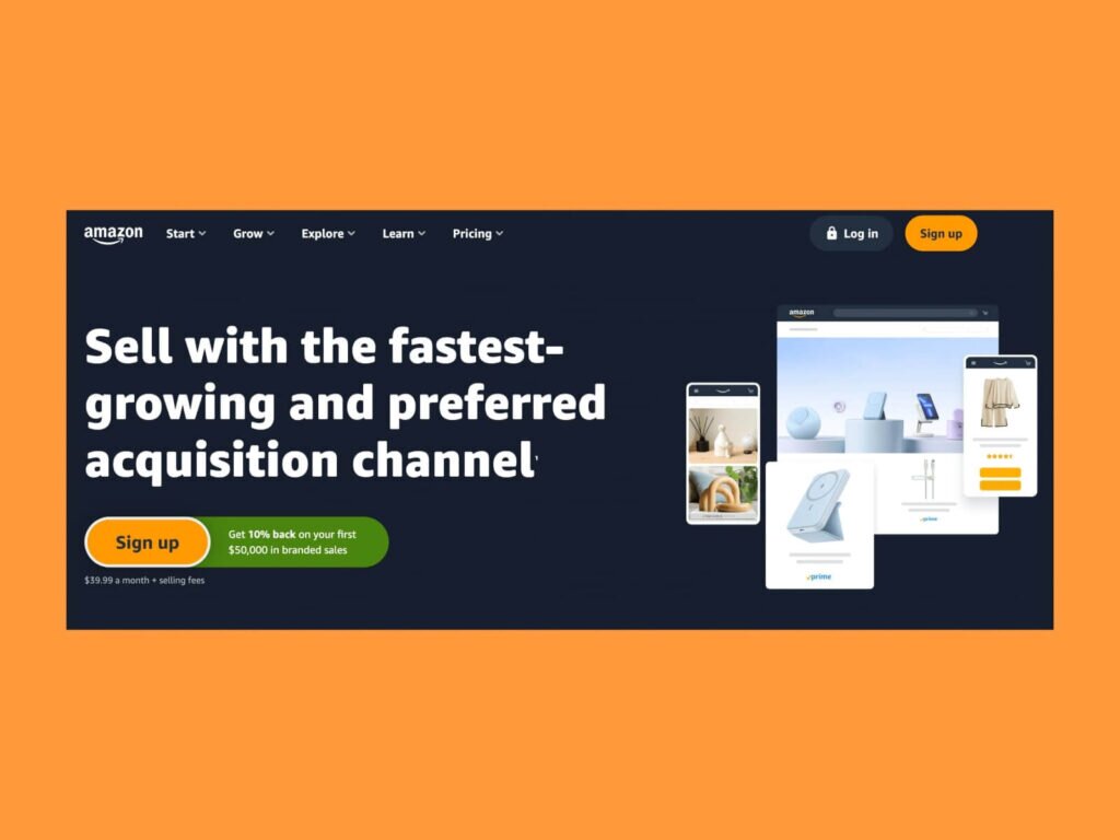 Amazon Seller Central home page.