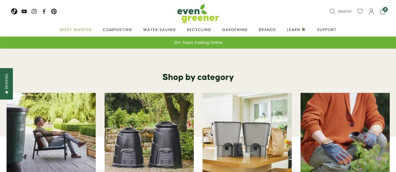 The homepage of the EverGreener Shopify store