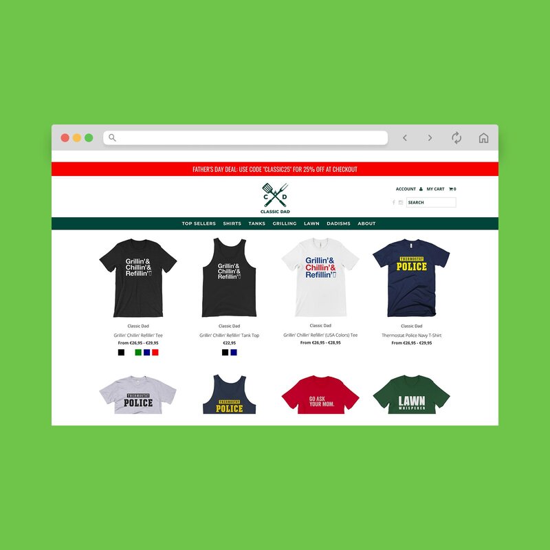 Classic Dad storefront screenshot mockup.