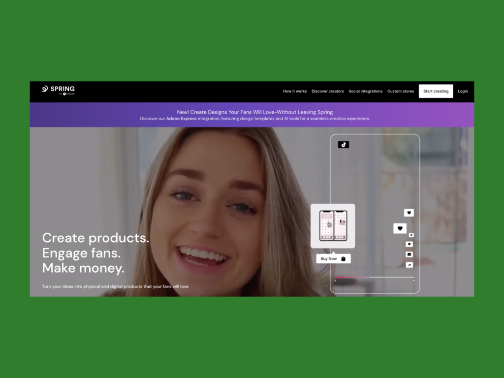 A screenshot of the Spring website.