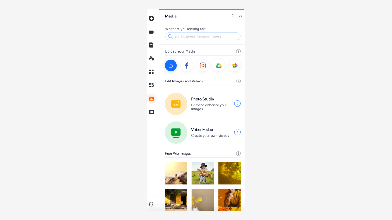 Wix editor - Media button