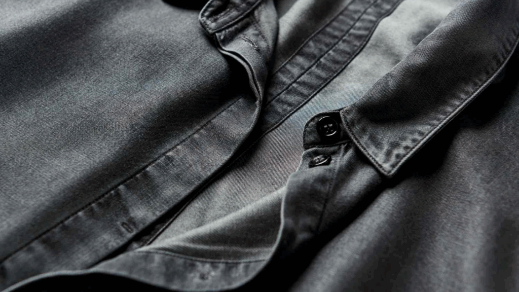 Close-up of a dark blue tencel.